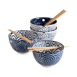 MÄSER Schüssel-Set Jurka Blau/Weiss Porzellan - Schüssel-Set
