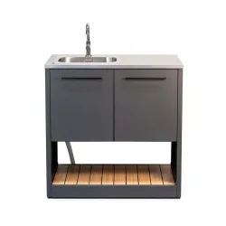 Sahara Spühlbecken Modul Outdoor Küche – Grill Ablage/Grill Rollwagen/Grill Erweiterung – schwarz