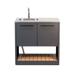 Sahara Spühlbecken Modul Outdoor Küche – Grill Ablage/Grill Rollwagen/Grill Erweiterung – schwarz