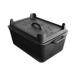 Burnhard Gusseisen Kastenform mit Deckel [6.5 L] – Grillschale/Grillpfanne/Grillgeschirr – schwarz