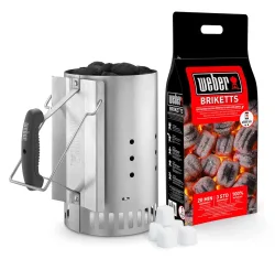 Weber Anzünd-Set Anzündset – Weber Holzkohle/Briketts/Grill Anzünder – alu