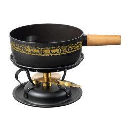 Stöckli Käsefonduegarnitur Classic/Emotion Alpaufzug – Fondue Set – schwarz