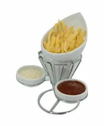 Nouvel Pommes Halter mit Doppel Dip Schale