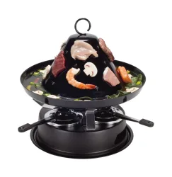 Nouvel Familia Tatarenhut mit 3 Pastenbrennern und Rechaud – Fondue Set – schwarz