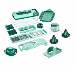 Genius Nicer Dicer Fusion + Slicer + Julietti Reibe – Raffel/Reibe – grün