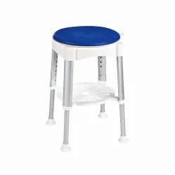 Ridder Bad-Hocker höhenverstellbar mit drehbarer Sitzfläche weiss/blau