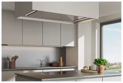 Wesco FVR-L 5-120 mit Licht, Edelstahl, Glas weissalu Abluft, Ventilator extern Dunstabzugshaube – Inselhaube/Dunstabzugshaube Insel