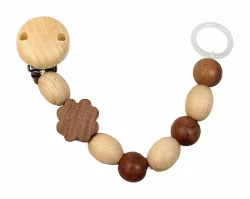 GRÜNSPECHT Holz-Schnullerkette Silikonring Kleeblatt