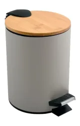 Spirella Badezimmer Treteimer Steel/ Bamboo ADONIS 5L Hellgrau