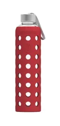 Spottle Glasflasche mit Silikonhülle 750ml rot – Trinkflasche/Thermosflasche/Shaker