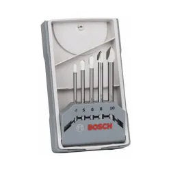 Bosch Accessories 2608587169 Glas- und Fliesenbohrer 5teilig 4 mm, 5 mm, 6 mm, 8 mm, 10 mm Zylinderschaft 1 Set