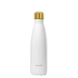 Qwetch White Gold Isolierte Stahlflasche 500ml weiss – Trinkflasche/Thermosflasche/Shaker – white / gold