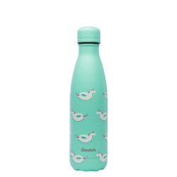 Qwetch Summer Isolierte Stahlflasche 500ml türkis – Trinkflasche/Thermosflasche/Shaker