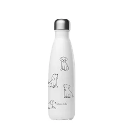 Qwetch Cat & Dog Isolierte Stahlflasche 500ml weiss – Trinkflasche/Thermosflasche/Shaker