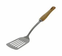 De Buyer Pfannenwender Nostalgy Braun/Silber Edelstahl/Holz 8 cm - Farbe: silber-braun - Pfannenwender