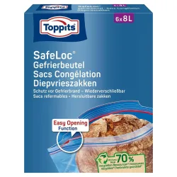 Toppits SafeLoc 8 Liter Doppelverschluss-Gefrierbeutel – Kühlschrank Zubehör/Gefrierschrank Zubehör
