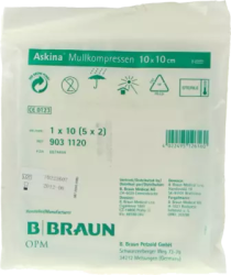 ASKINA Mullkompressen 10x10 cm steril 5X2 St Kompressen