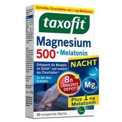 taxofit Magnesium 500 NACHT + MELATONIN 30 St Tabletten