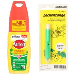 Autan Tropical Pumpspray + Zeckenzange Set 1 St Sparset