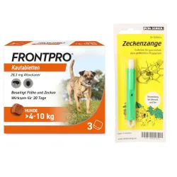 FRONTPRO Hunde 4-10 kg + Zeckenzange Set 1 St Sparset