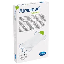ATRAUMAN Silicone steril 5x7 cm Kompressen 10 St Kompressen
