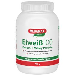 MEGAMAX Eiweiß 100 Casein + Whey Protein Himbeer 750 g Pulver