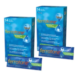 ferrotone Doppelpack - Natürliches Eisen, Apfelgeschmack 2X14X25 ml Beutel