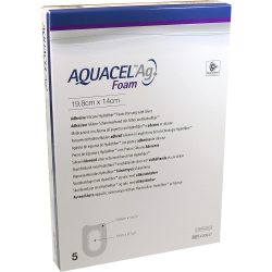 AQUACEL Ag Foam adhäsiv Ferse 19,8x14 cm Verband 5 St Verband