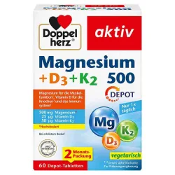 Doppelherz aktiv Magnesium + D3 + K2 500 DEPOT 60 St Tabletten