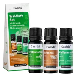 Casida Waldluft Set mit Zirbenöl, Fichtennadelöl & Pfefferminzöl 3X10 ml Ätherisches Öl