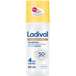 Ladival Anti-Pigment Getönt Sonnenschutz-Creme Gesicht LSF 50+: Sonnencreme Anti-Pigmentflecken mit Niacinamid & Vitamin E, kaschierende BB Cream für ebenmäßige Haut, nicht komedogen mit leichter Deckkraft, 50 ml