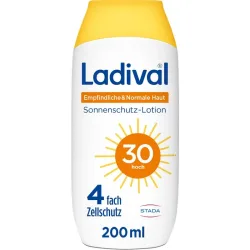 Ladvial Empfindliche & Normale Haut Sonnenschutz-Lotion LSF 30: Sonnencreme für den Körper, spendet Feuchtigkeit, wasserfest, mit 4-fach Zellschutz, 200ml