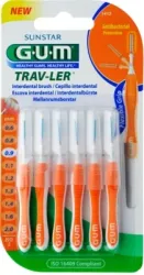 GUM TRAV-LER 0,9mm Kerze orange Interdentalbürsten +6Kappen 6 St Zahnbürste