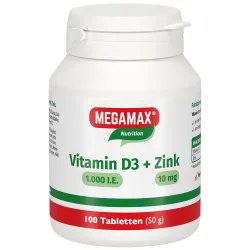 MEGAMAX Vitamin D3 1000IE  + Zink 10MG 100 St Tabletten