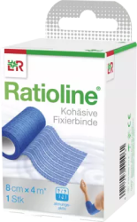 RATIOLINE acute Fixierbinde kohäsiv 8 cmx4 m blau 1 St Binden