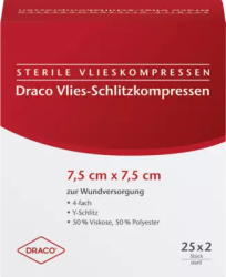SCHLITZKOMPRESSEN Vlies 7,5x7,5 cm steril 4fach 25X2 St Kompressen