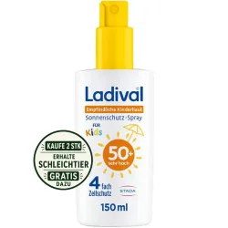 Ladival Empfindliche Kinderhaut Sonnenschutz-Spray LSF 50+: Sonnencreme für Kinder und Babys ab 6 Monaten, pflegend, extra wasserfest, mit 4-fach Zellschutz, 150ml