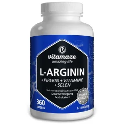 Vitamaze GmbH, vitamaze L-ARGININ 750 mg + Piperin + Vitamine  360 St Kapseln