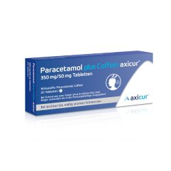 Paracetamol plus Coffein axicur bei Kopfschmerzen, Zahnschmerzen, Regelschmerzen  20 St Tabletten