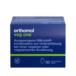 orthomol veg one - unterstützt bei veganer oder vegetarischer Ernährung - mit Vitamin D, Omega-3-Fettsäure und Eisen - Kapseln