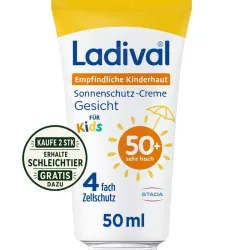 Ladival Empfindliche Kinderhaut Sonnenschutz-Creme Gesicht & Körper LSF 50+: Sonnencreme für Kinder und Babys ab 6 Monaten, pflegend, wasserfest, mit 4-fach Zellschutz, 50ml
