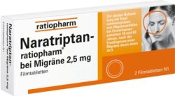 Naratriptan-ratiopharm bei Migräne 2,5mg 2 St Filmtabletten