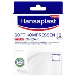 Hansaplast SOFT KOMPRESSEN 7,5 x 7,5 cm 5X2 St Pflaster
