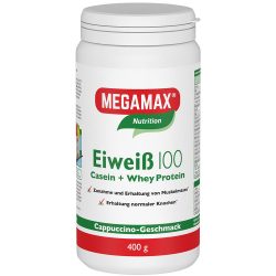 MEGAMAX Eiweiß 100 Casein + Whey Protein Cappucino 400 g Pulver