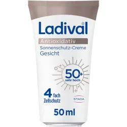 Ladival Antioxidativ Sonnenschutz-Creme Gesicht 50+: Sonnencreme mit Anti-Pollution-Komplex aus Vitamin C & E, mit 4-fach Zellschutz, schweißresistent, 50ml