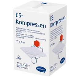 ES-KOMPRESSEN unsteril 7,5x7,5 cm 8fach 100 St Kompressen