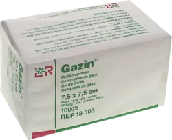 GAZIN Mullkomp.7,5x7,5 cm unsteril 8fach Op 100 St Kompressen