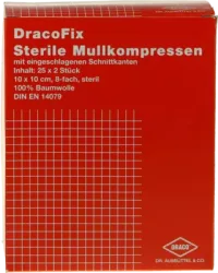 DRACOFIX PEEL Kompressen 10x10 cm steril 8fach 25X2 St Kompressen