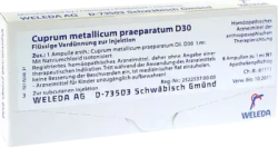 WELEDA CUPRUM METALLICUM praep.D 30 Ampullen 8X1 ml Ampullen