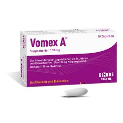 Vomex A 150mg - Bei Übelkeit und Erbrechen 10 St Suppositorien